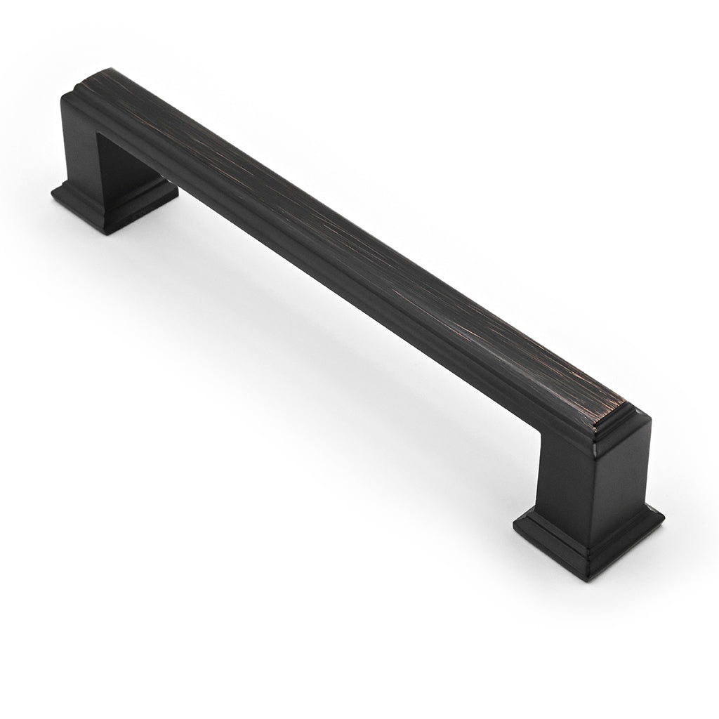 Black cabinet handle on a white background