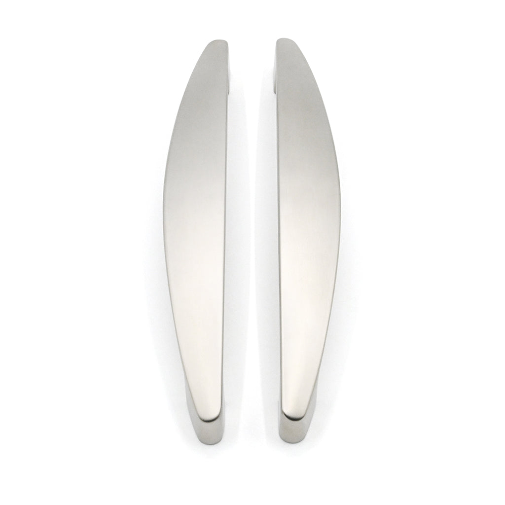 Two metallic wall sconces on a white background