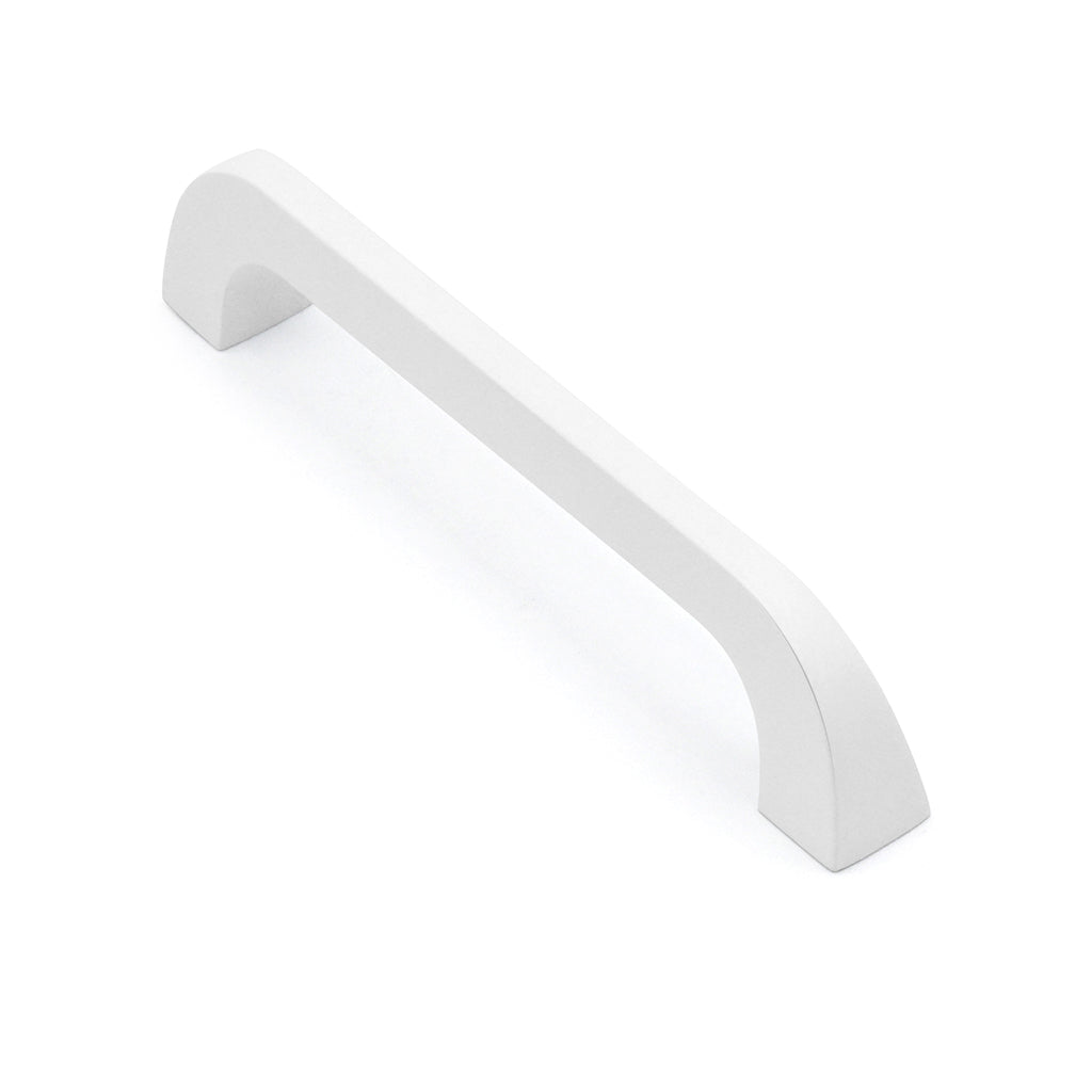 White cabinet handle on a white background
