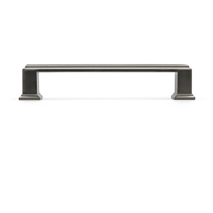 Metal cabinet handle on a white background