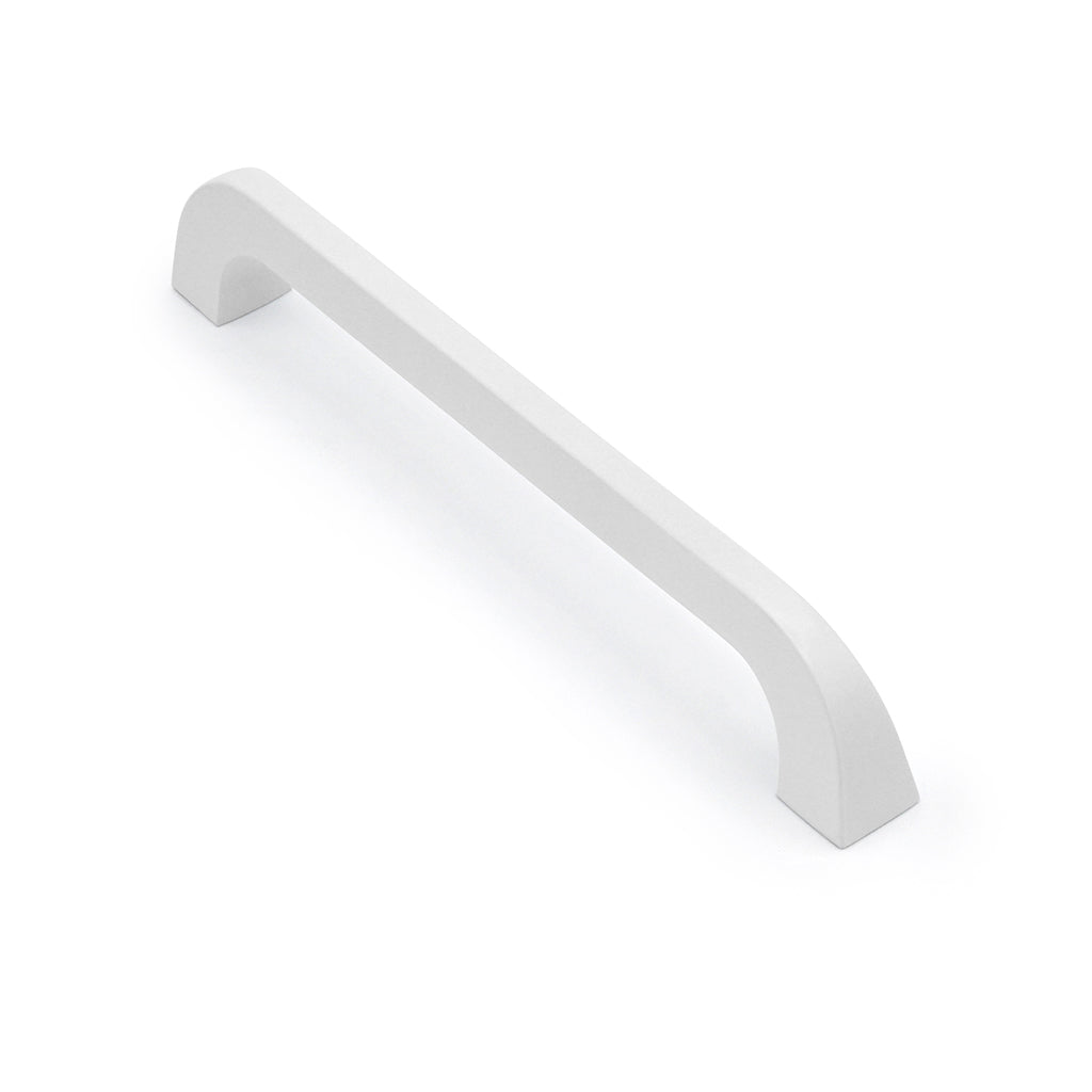 White cabinet handle on a white background