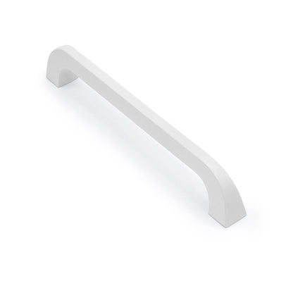 White cabinet handle on a white background