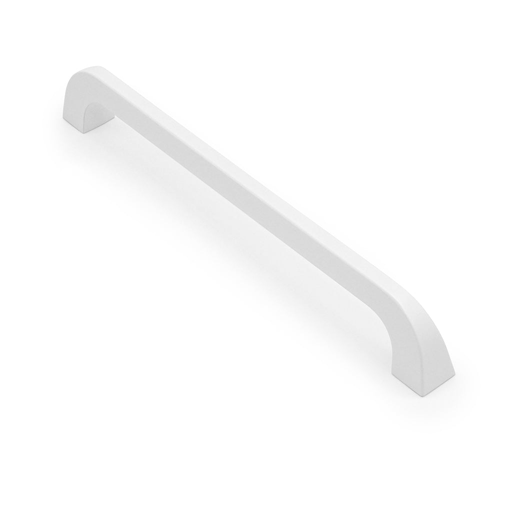 White cabinet handle on a white background