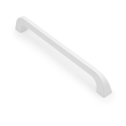 White cabinet handle on a white background