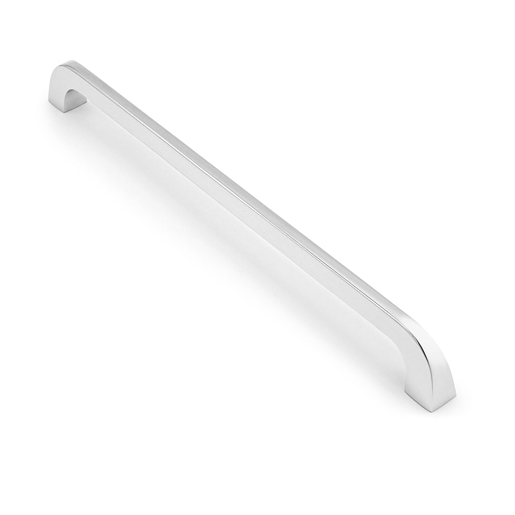 Metallic handle on a white background