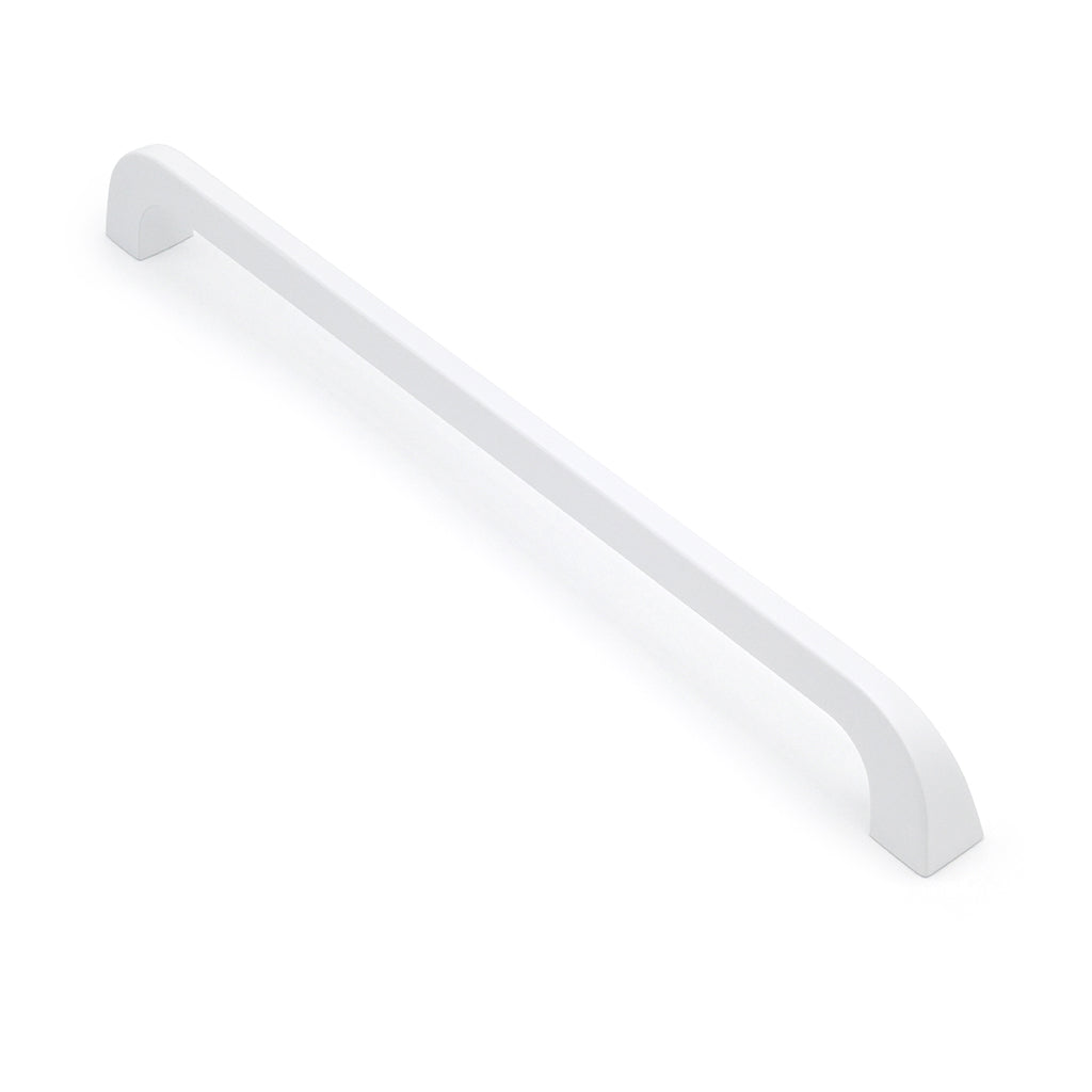 White cabinet handle on a white background