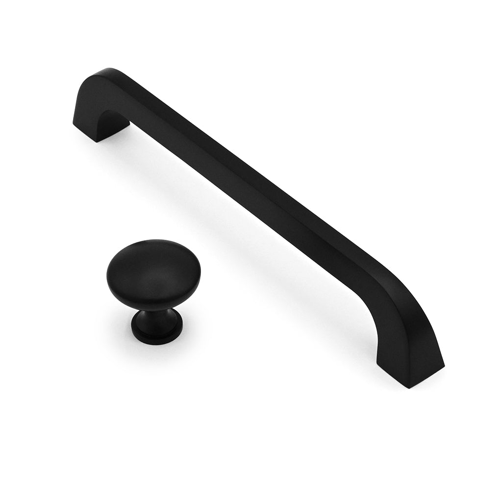 Black cabinet handle and knob