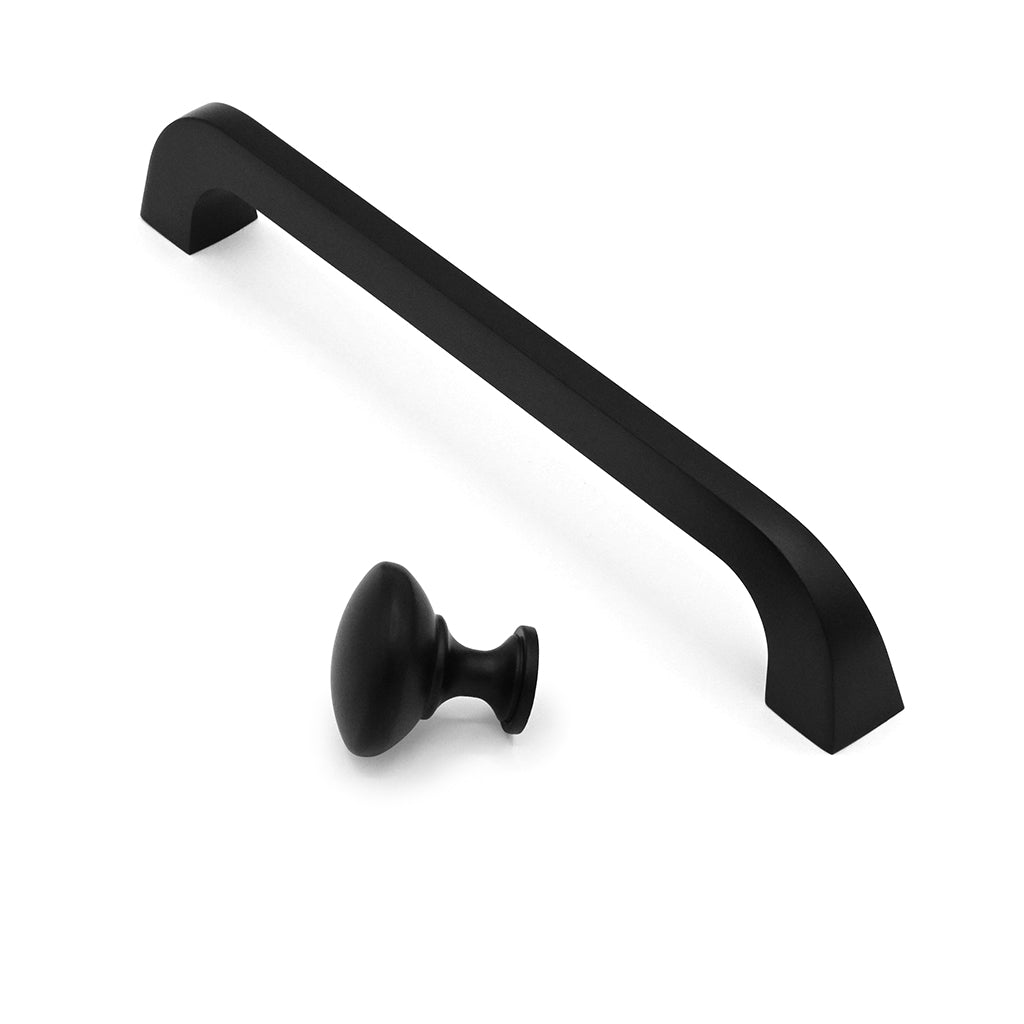 Black cabinet handle and knob