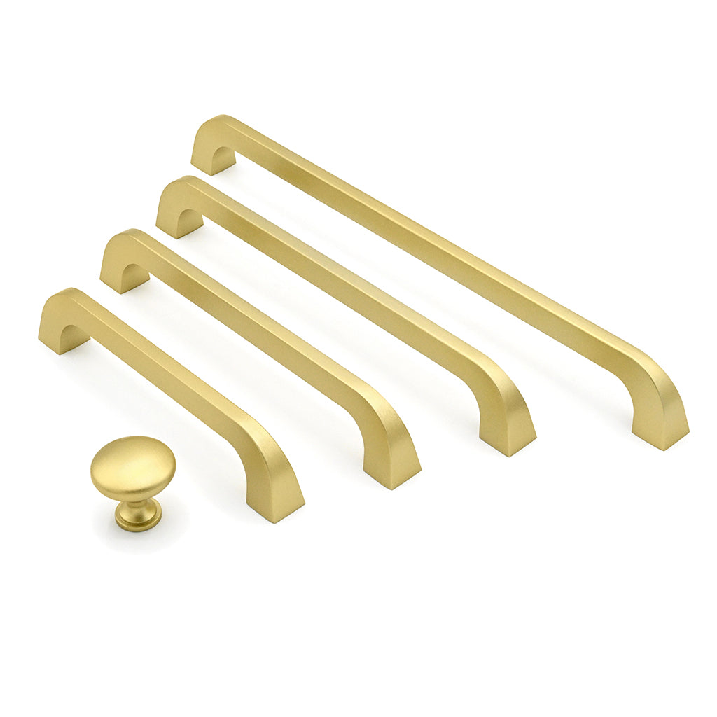 Set of gold cabinet handles and a knob