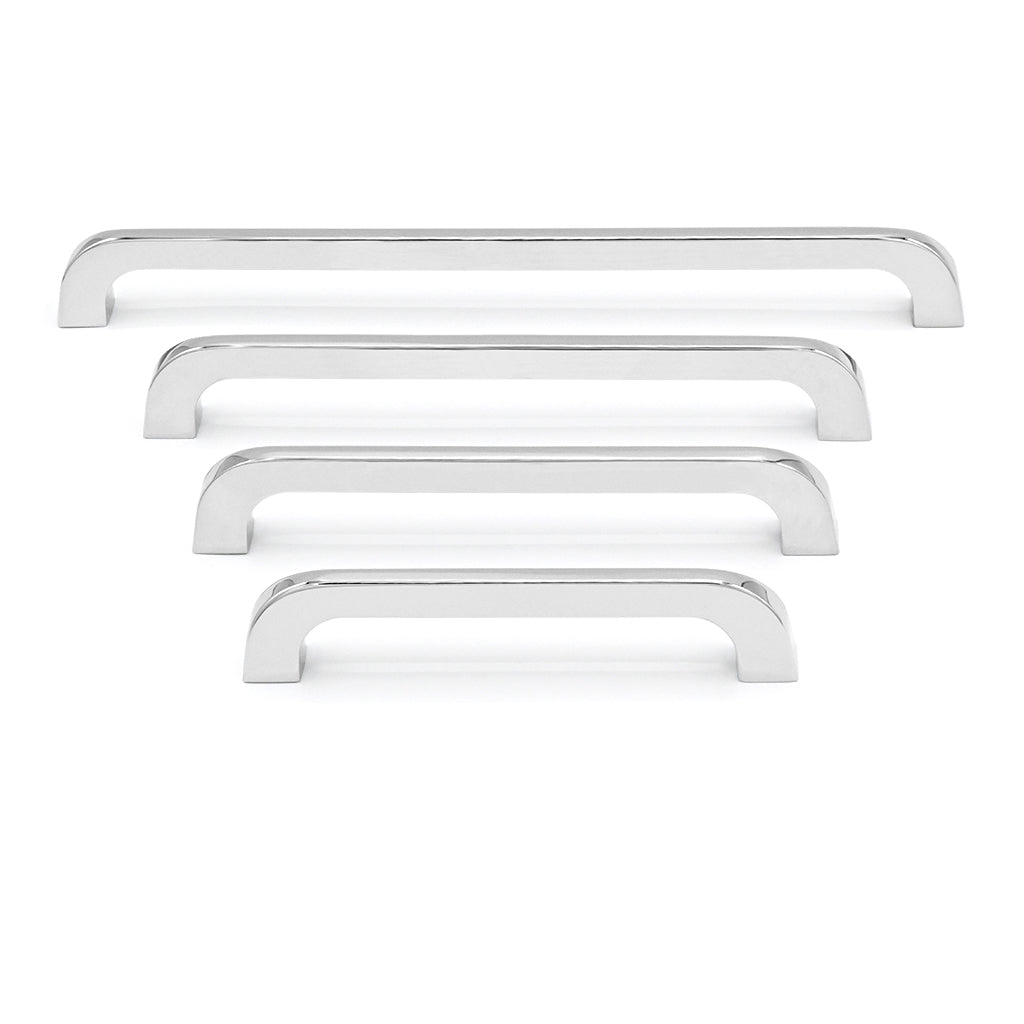 Set of five chrome cabinet handles