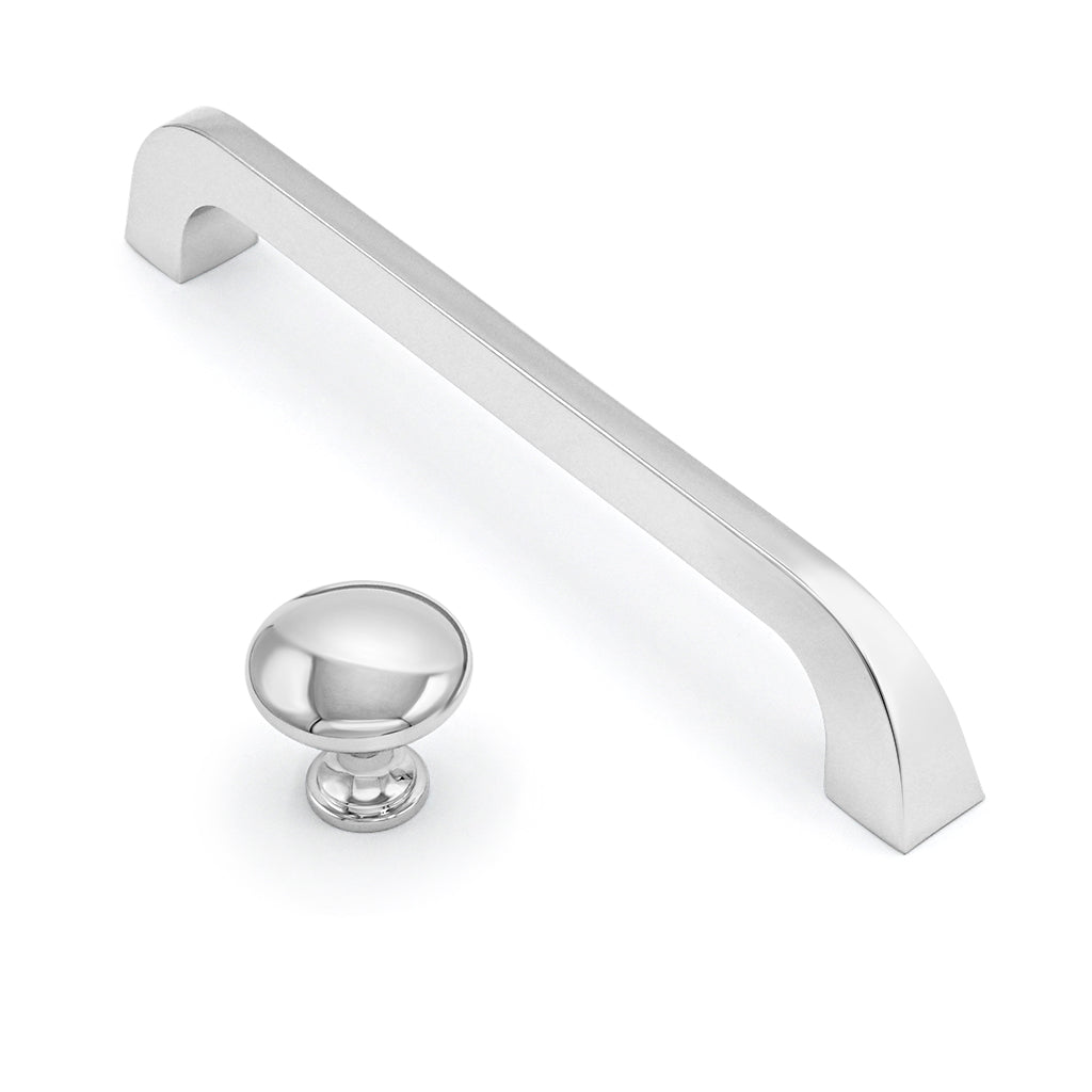 Chrome cabinet handle and knob