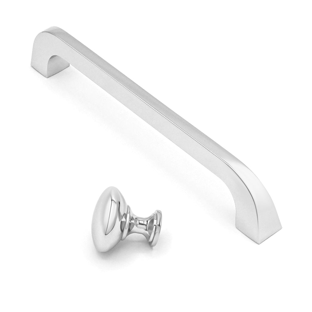 Chrome cabinet handle and knob